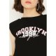 Black Shoulder Pad Slogan Tee