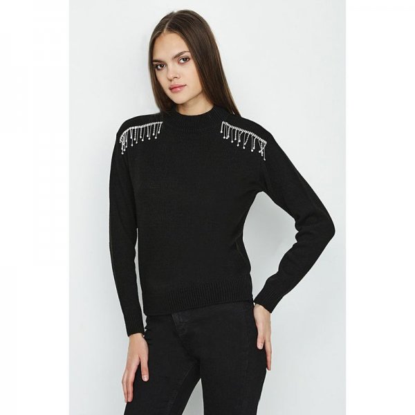 Black Diamente Fringe Shoulder Jumper