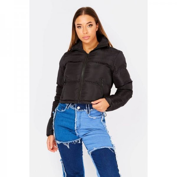 Black Cropped Puffer Jacket