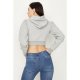 Light Grey Marl Crop Puff Sleeve Hoodie