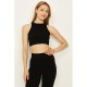 BLACK SEAMLESS RACER CROP TOP