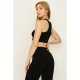 BLACK SEAMLESS RACER CROP TOP