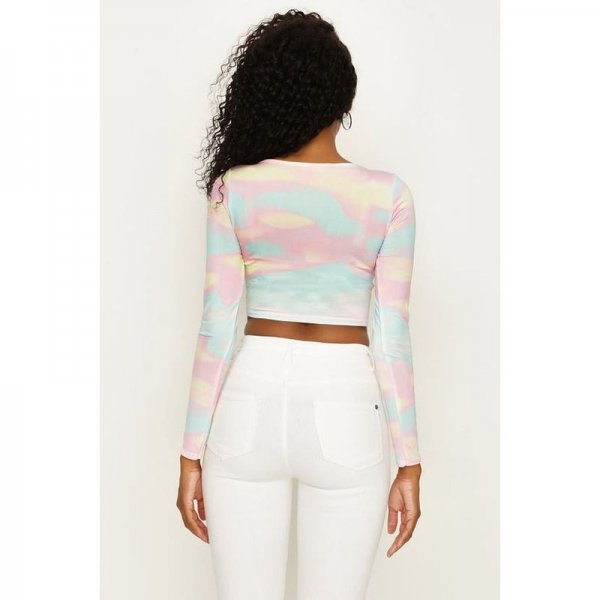 Pink-Blue Slinky Ombre Crop Top