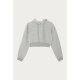 Light Grey Marl Crop Puff Sleeve Hoodie