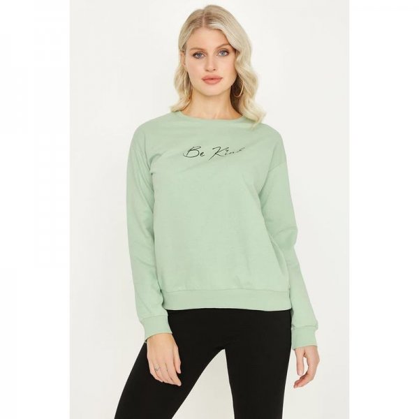 Smoke Green Be Kind Slogan Sweat