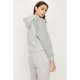 Grey Marl Quilted Pocket Front Crop Hoodie