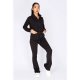 Black Zip Up Sweater And Flare Tracksuit Set