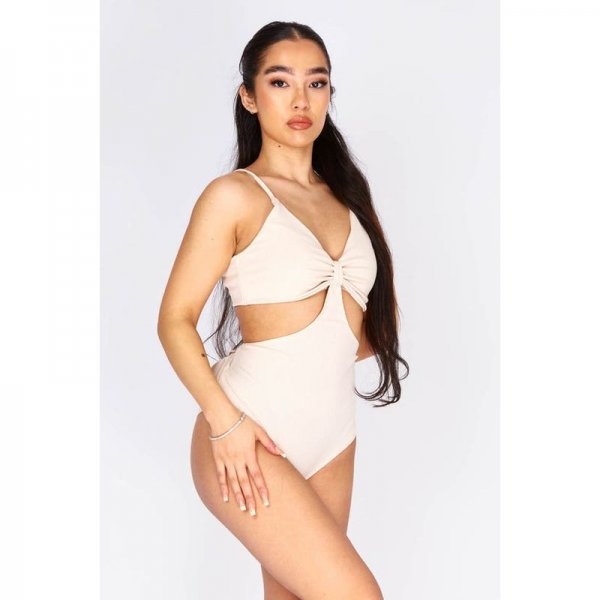 Stone Ribbed Extreme Cut Out Bodysuit