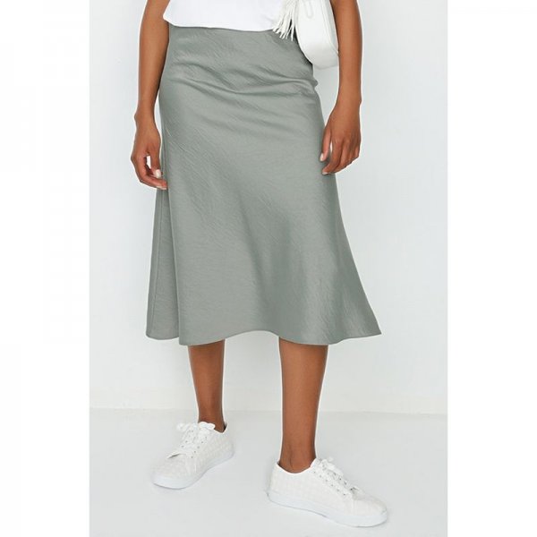 AUTUMN SAGE SATIN BIAS CUT MIDI SKIRT