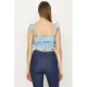 Blue Broidery Crop Vest