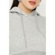 Light Grey Marl Crop Puff Sleeve Hoodie