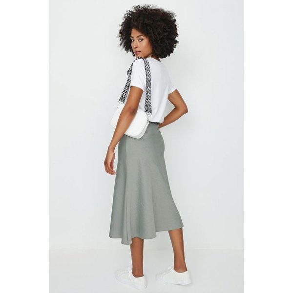 AUTUMN SAGE SATIN BIAS CUT MIDI SKIRT