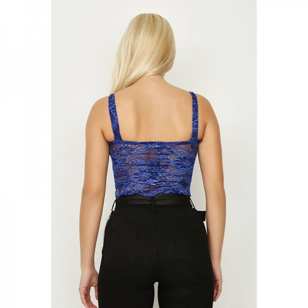 Cobalt Lace Corset Bodysuit