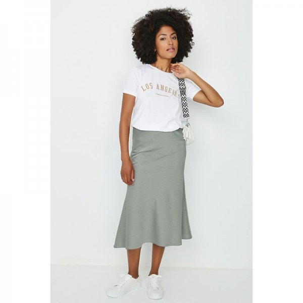 AUTUMN SAGE SATIN BIAS CUT MIDI SKIRT